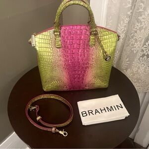 BRAHMIN | Large Duxbury satchel limeade ombre Melborne NWT